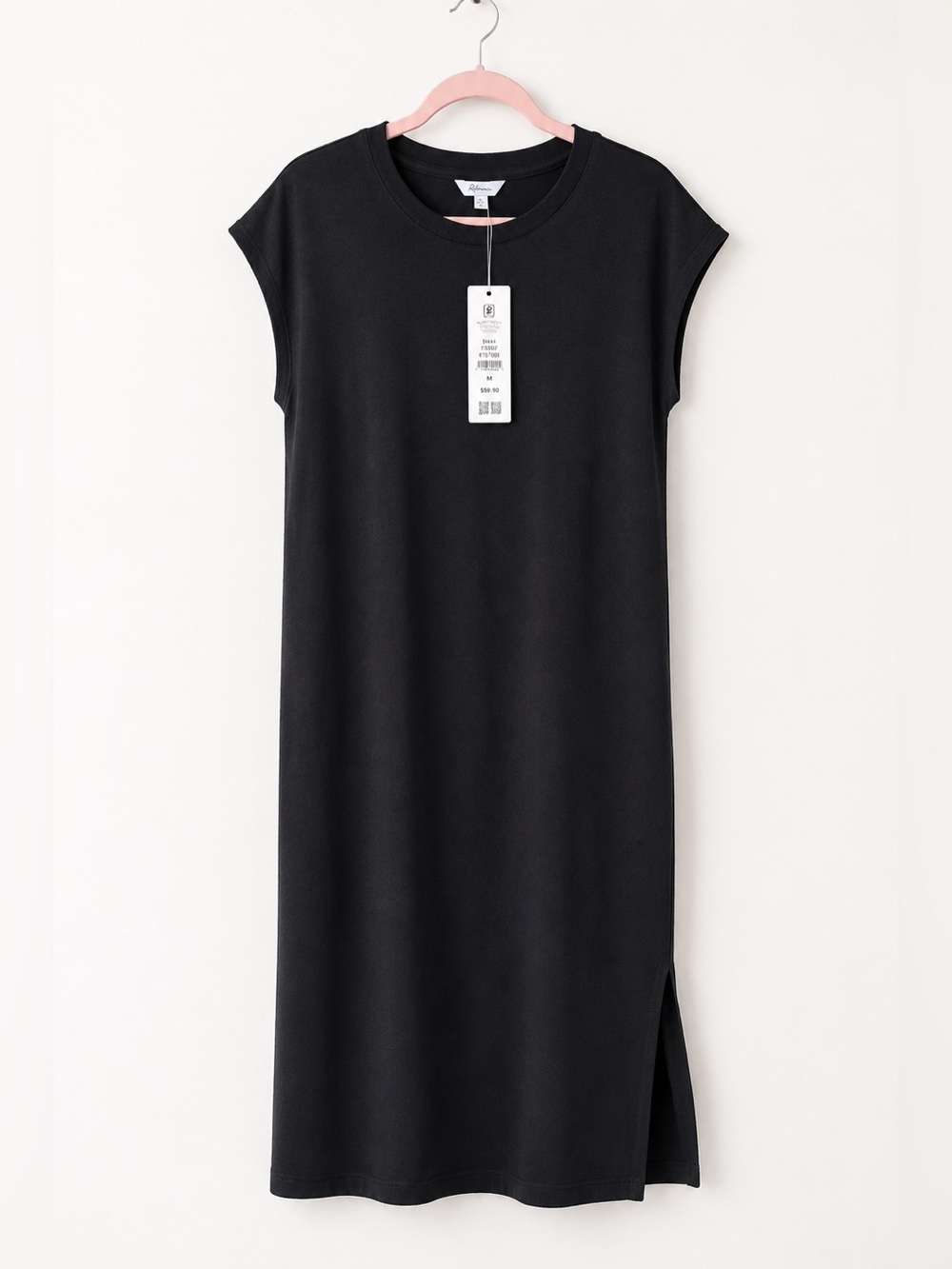 Reitmans Black Midi T-Shirt Dress M NWT Side Slits - Picture 3 of 6